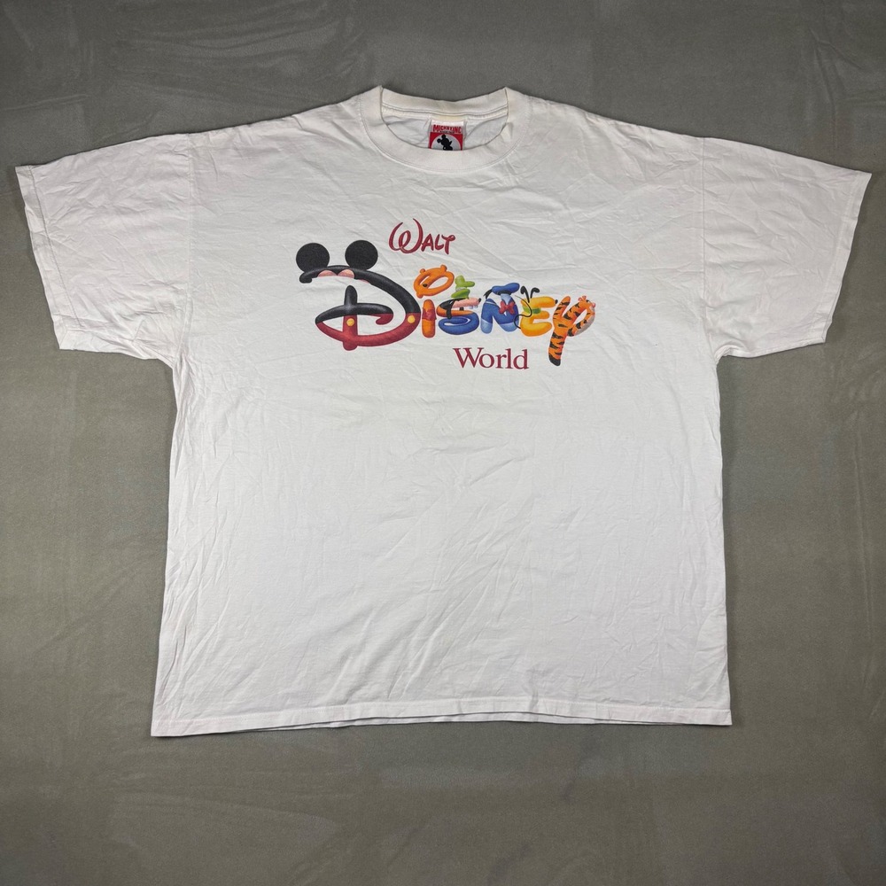Vintage Walt Disney World Mickey Inc T-Shirt Mens XXL White Made in USA Graphic